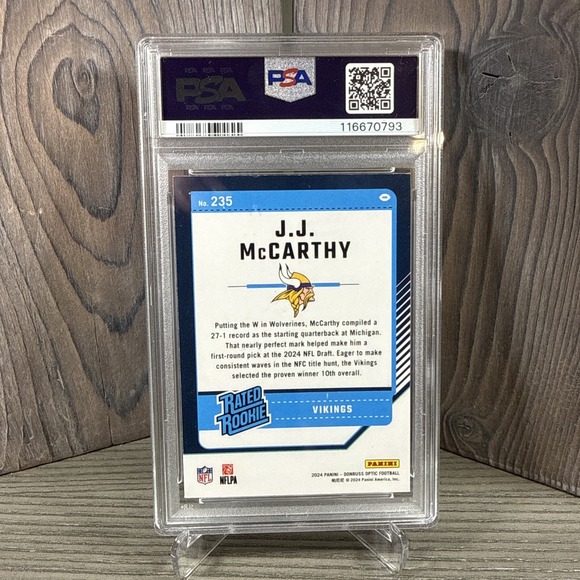 2024 Panini Donruss Optic - Rated Rookie J.J. McCarthy #235 (RC)